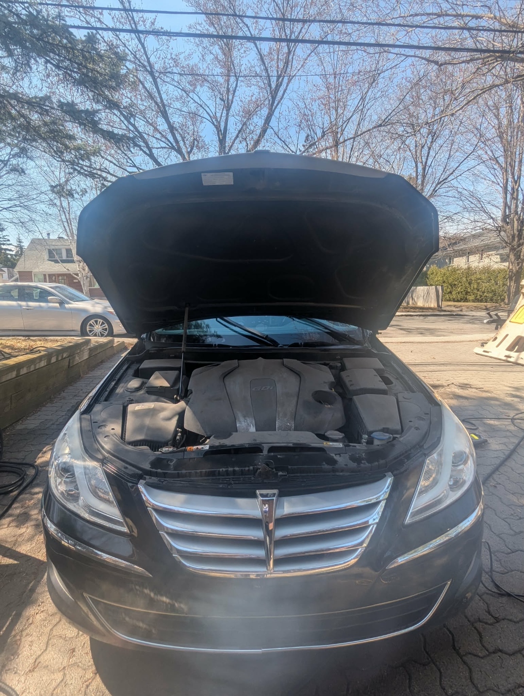 Hyundai Genesis — engine bay open during full detail