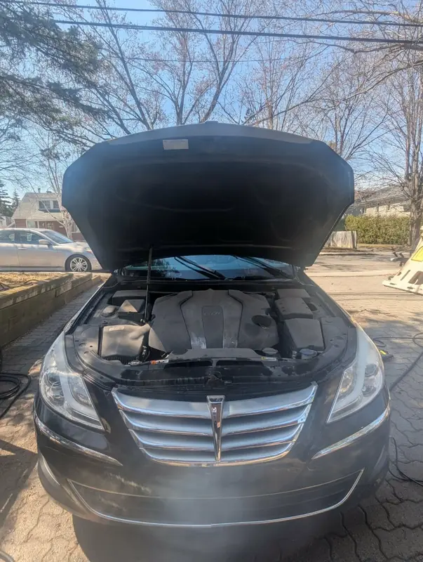 Hyundai Genesis — engine bay open during full detail